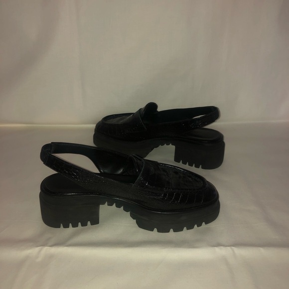 Freda Salvador Black Croc Leather Slingback Flats Women's US 7 - Picture 5 of 7